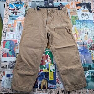 Carhartt Tan Canvas Cargo Pants with Utility Pockets